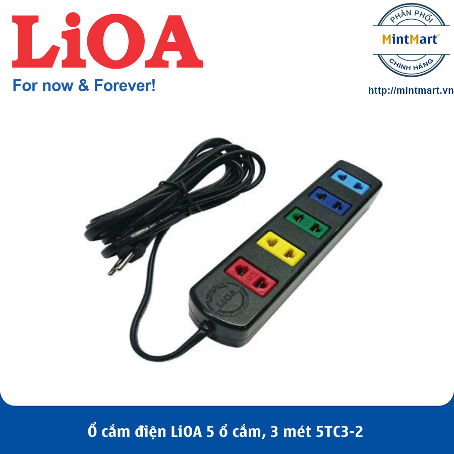 Ổ cắm điện lioa 5 ổ cắm, 3 mét 5tc3-2 - hàng chính hãng