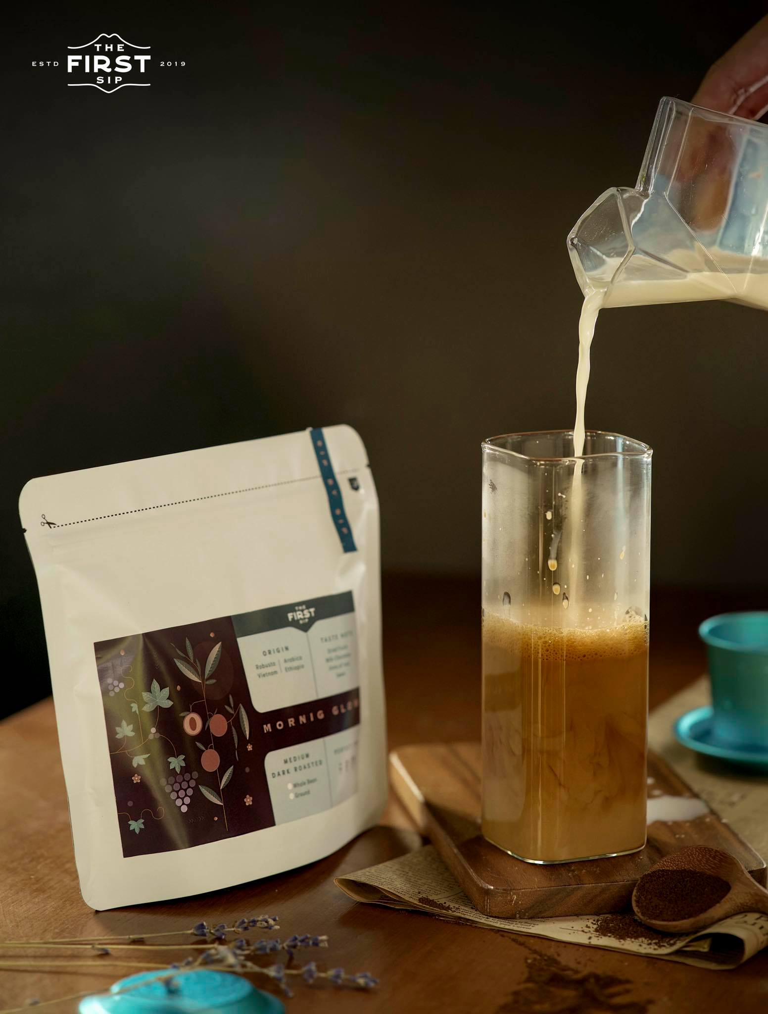 Cà phê phin espresso, morning glow 250gr the first sip vietnam robusta việt nam - arabica ethiopia