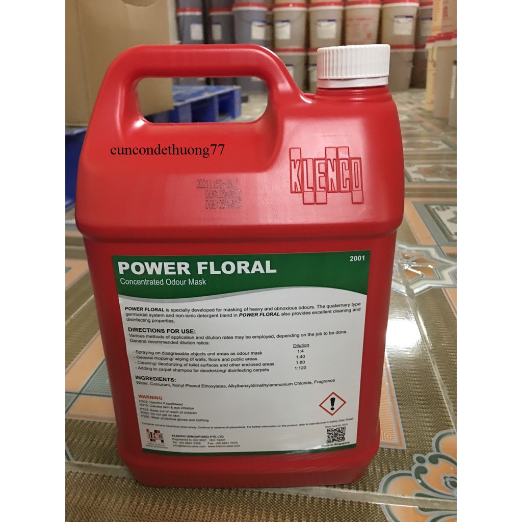 Power Floral- Nước lau sàn khử mùi hương cỏ Klenco (5L)