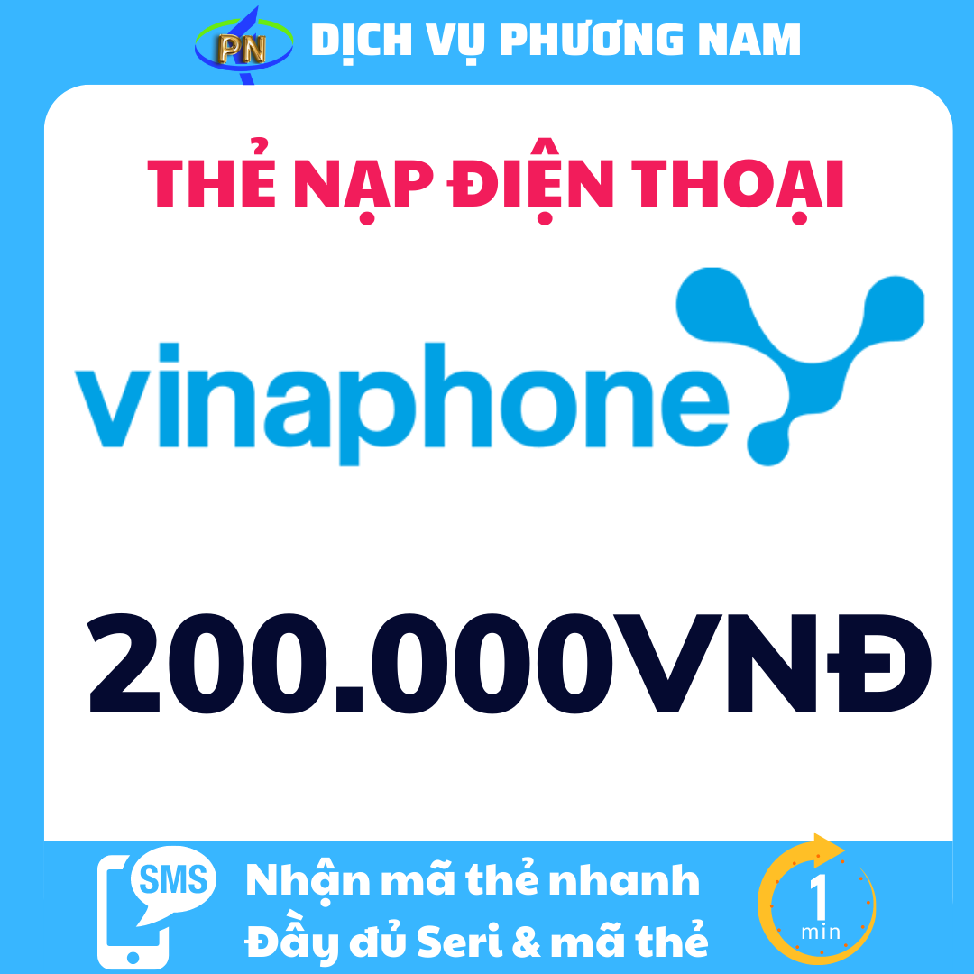 Thẻ vinaphone 200.000 & phí chuyển - nhận mã cực nhanh qua sms/chat