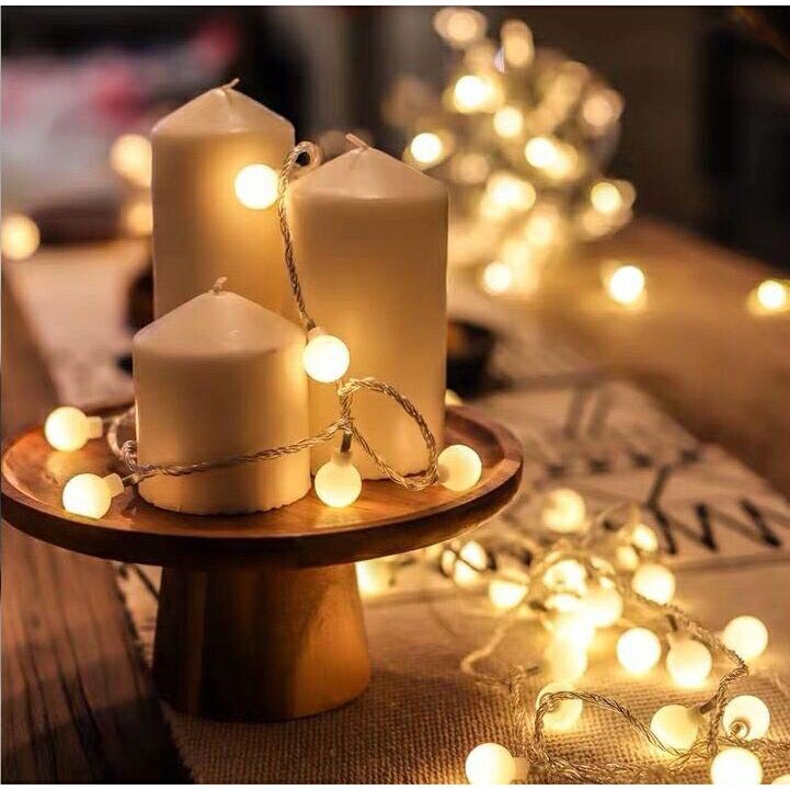 Đèn Led Xài Pin AA Tiện Lợi Đèn Chống Nước Bóng Đèn Tròn Cherry Ball Trang Trí Noel Tiệc Tết Camping Decor Phòng Ngủ