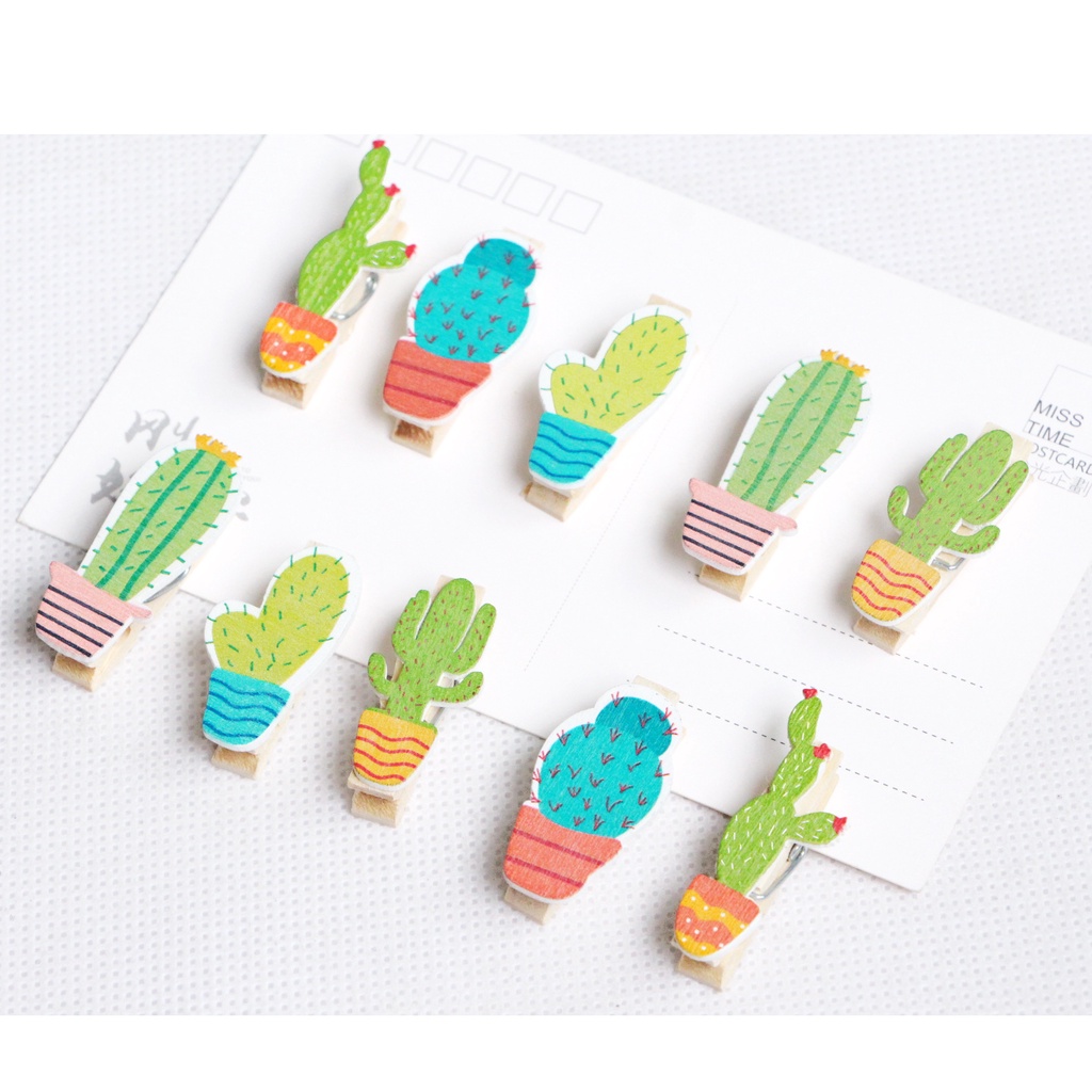 Kẹp gỗ treo ảnh set 10 kẹp + dây treo nhiều hình dễ thương