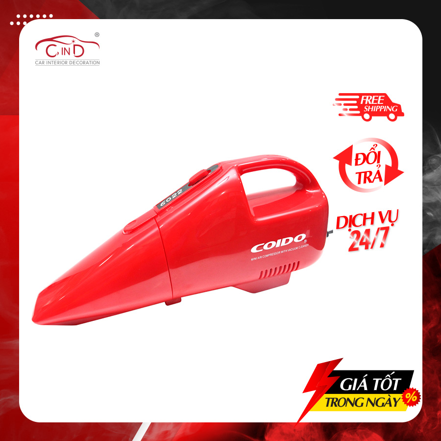 Máy hút bụi kiêm bơm lốp ô tô coido hc6022 - nhập khẩu chính hãng