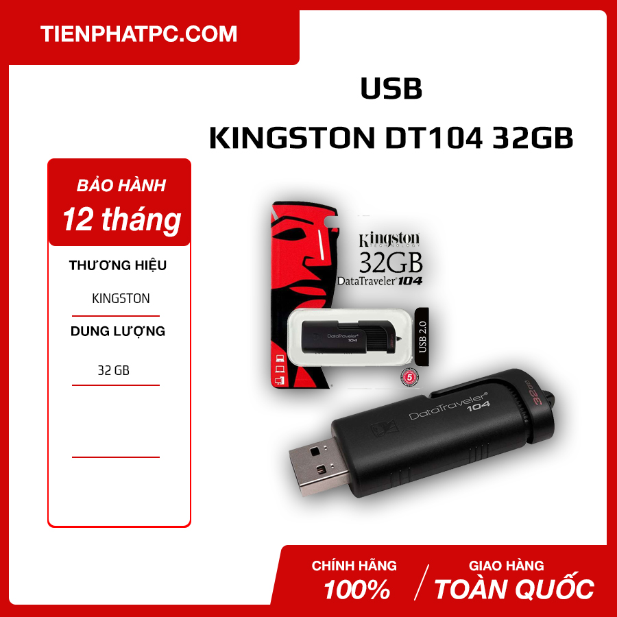 Usb kingston 2.0 32gb datatravel 104 chính hãng bảo hành 12 tháng