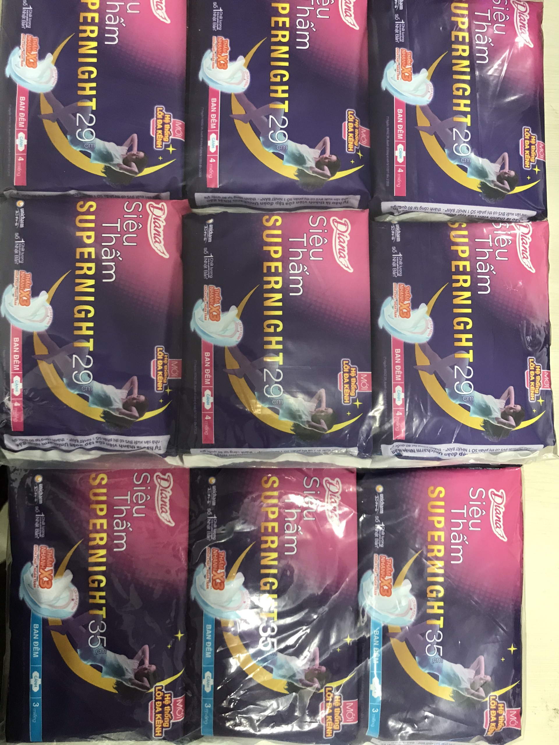 Combo 6 Gói BVS Diana Siêu Thấm Super Night 29-35-42Cm 3-4 Miếng