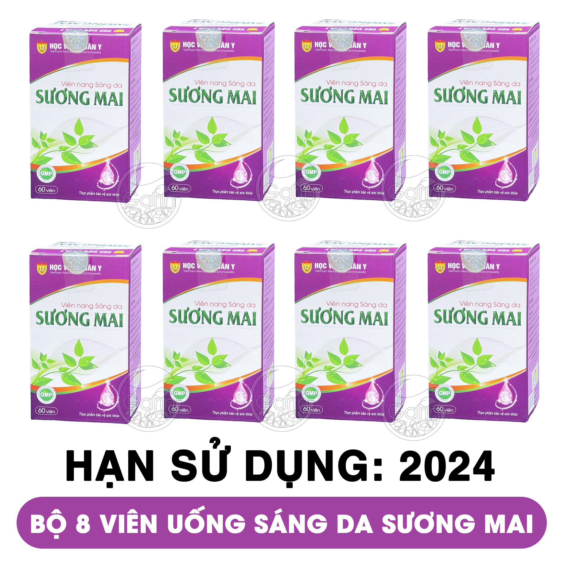Bộ 8 hộp viên uống trắng da Sương Mai Học Viện Quân Y 60 viên x8 làm mờ nám, tàn nhang, bổ sung dưỡng chất cho làn da săn chắc, trẻ trung, trắng hồng tự nhiên Học Viện Quân Y Việt Nam