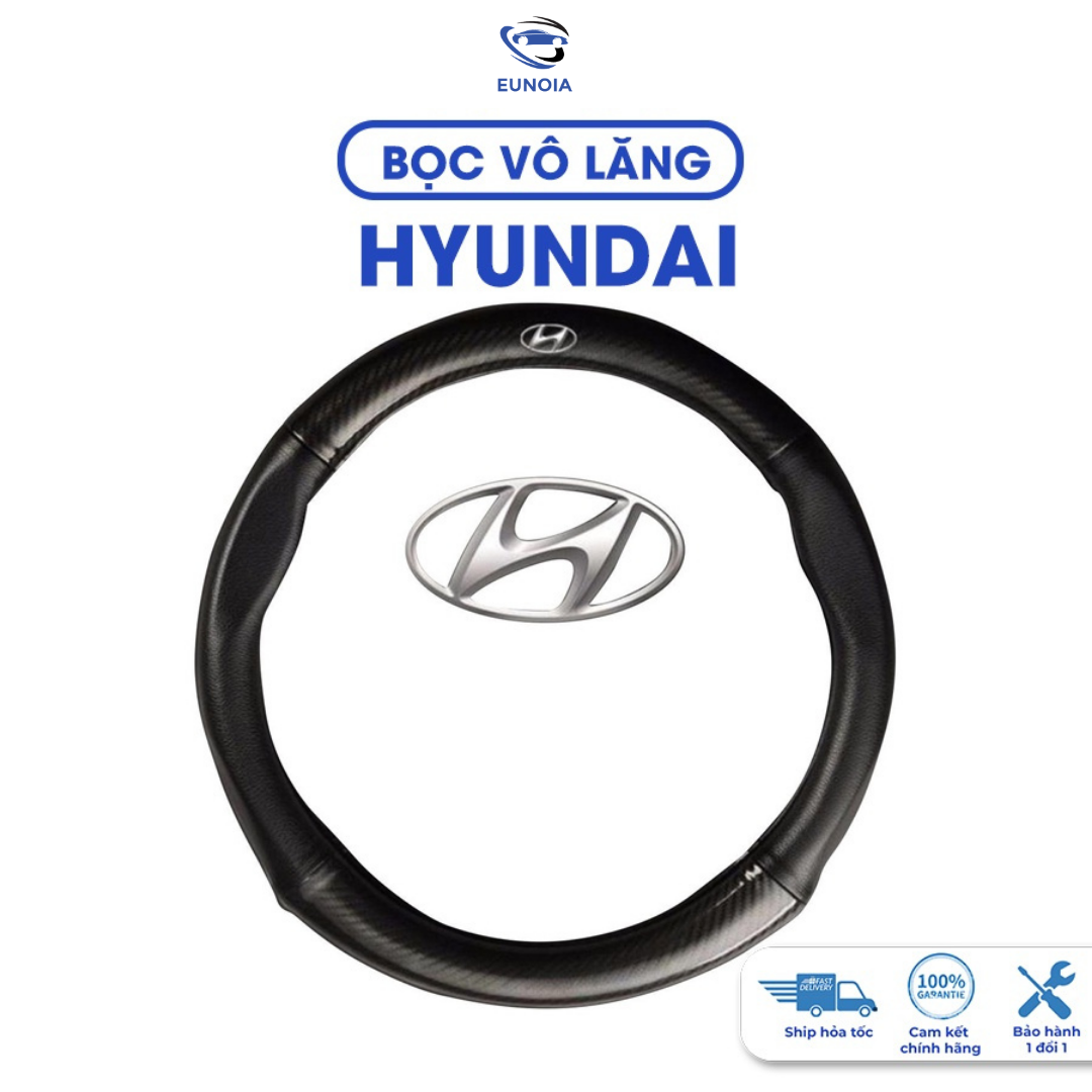 Bọc vô lăng Hyundai I10, I20, I30, Accent, Santafe, Tucson, Kona, Getz, Avante, Elantra, Trùm vô lăng cacbon - Phụ Kiện Đồ Chơi Ô Tô Xe Hơi EUNOIA