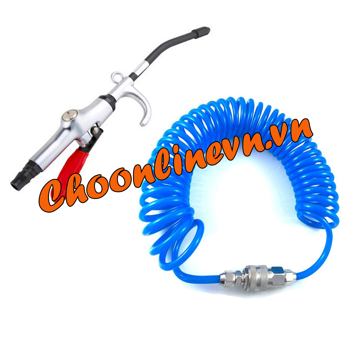 Bộ sản phẩm vòi xịt hơi khí nén đi kèm dây hơi xoắn dài 6m, 9m, 12m, 15m - Dây hơi Hàng Việt Nam chất lượng
