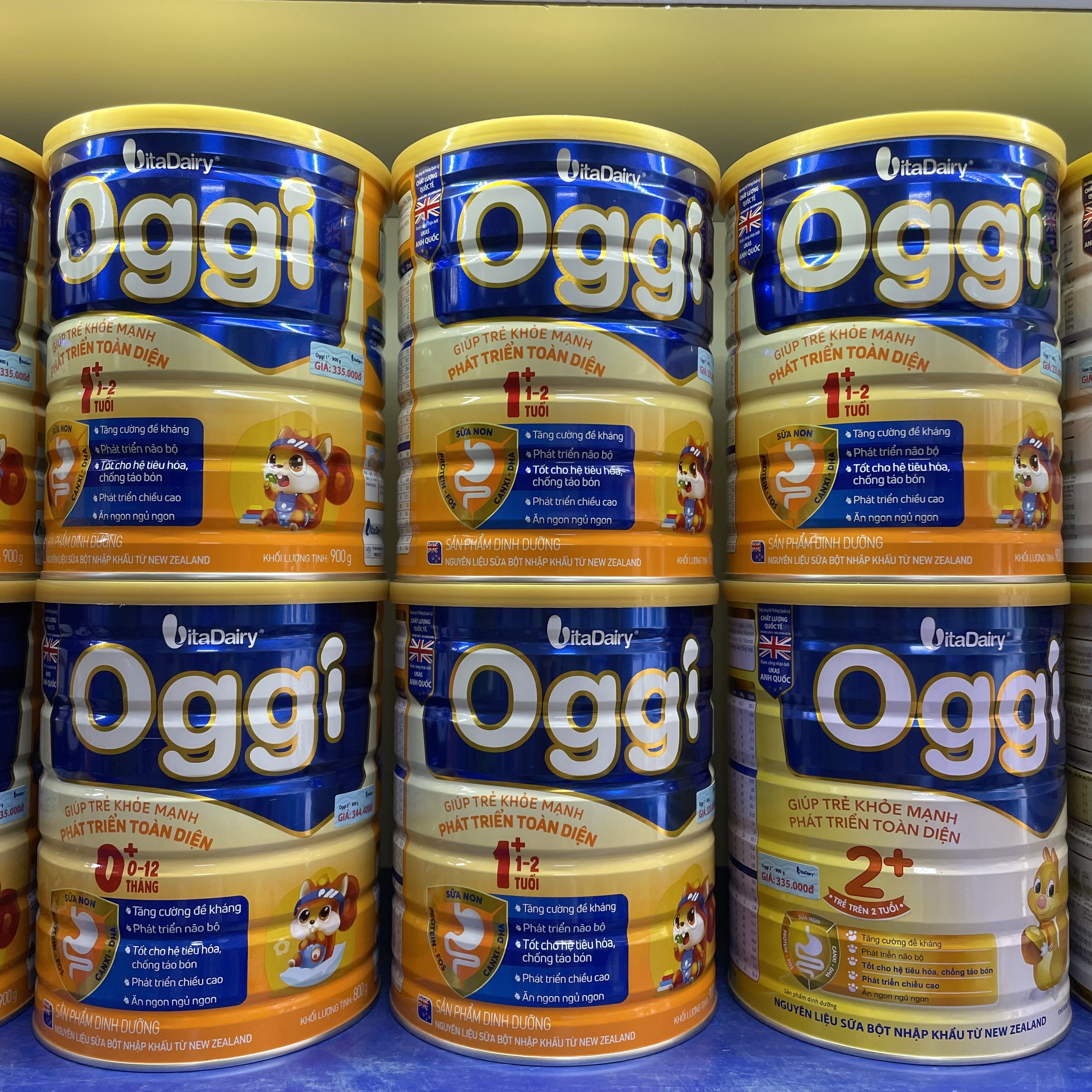 Sữa oggi 0+ 800g, 1+, 2+ 900g