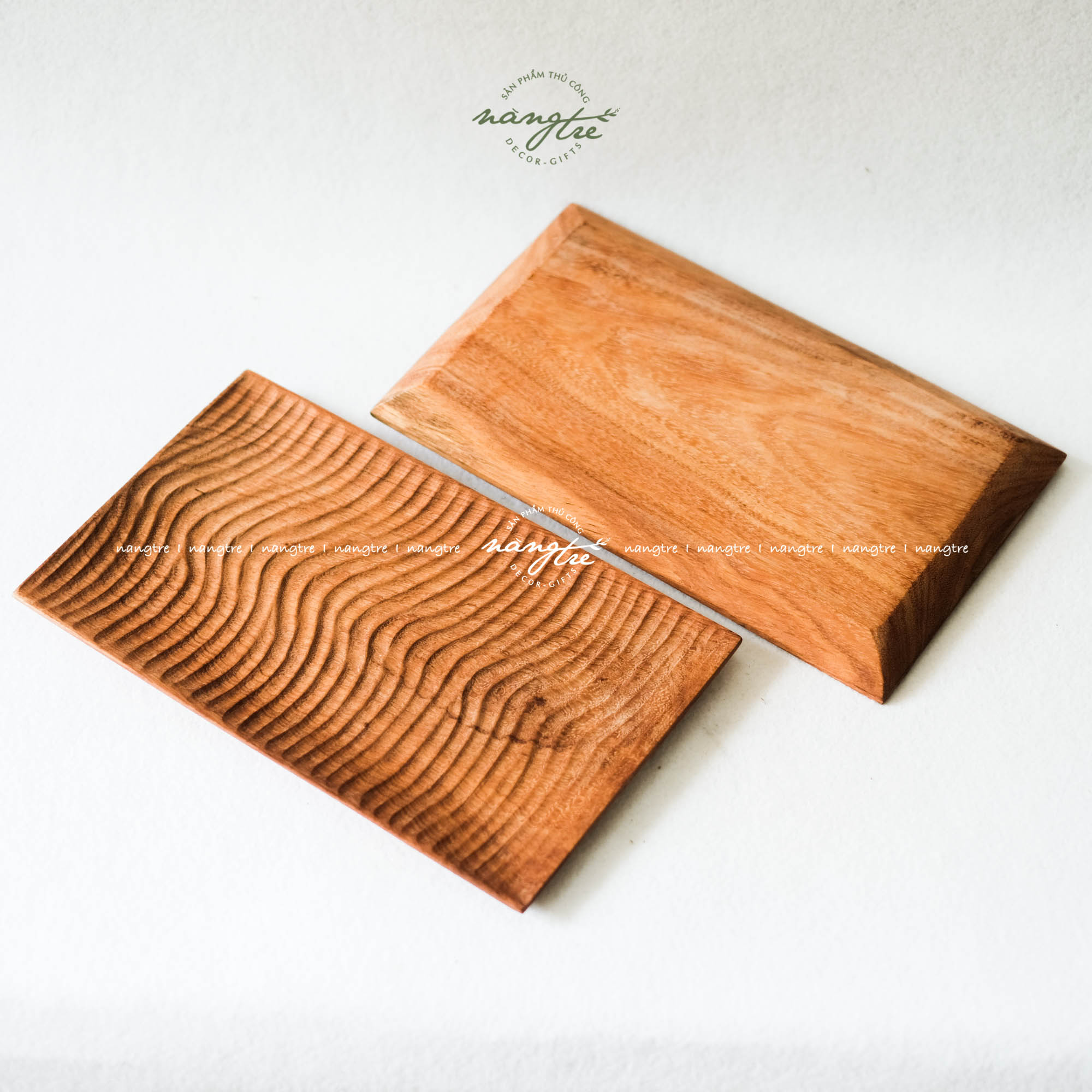 Khay chữ nhật bằng gỗ đỏ/ Khay gỗ decor