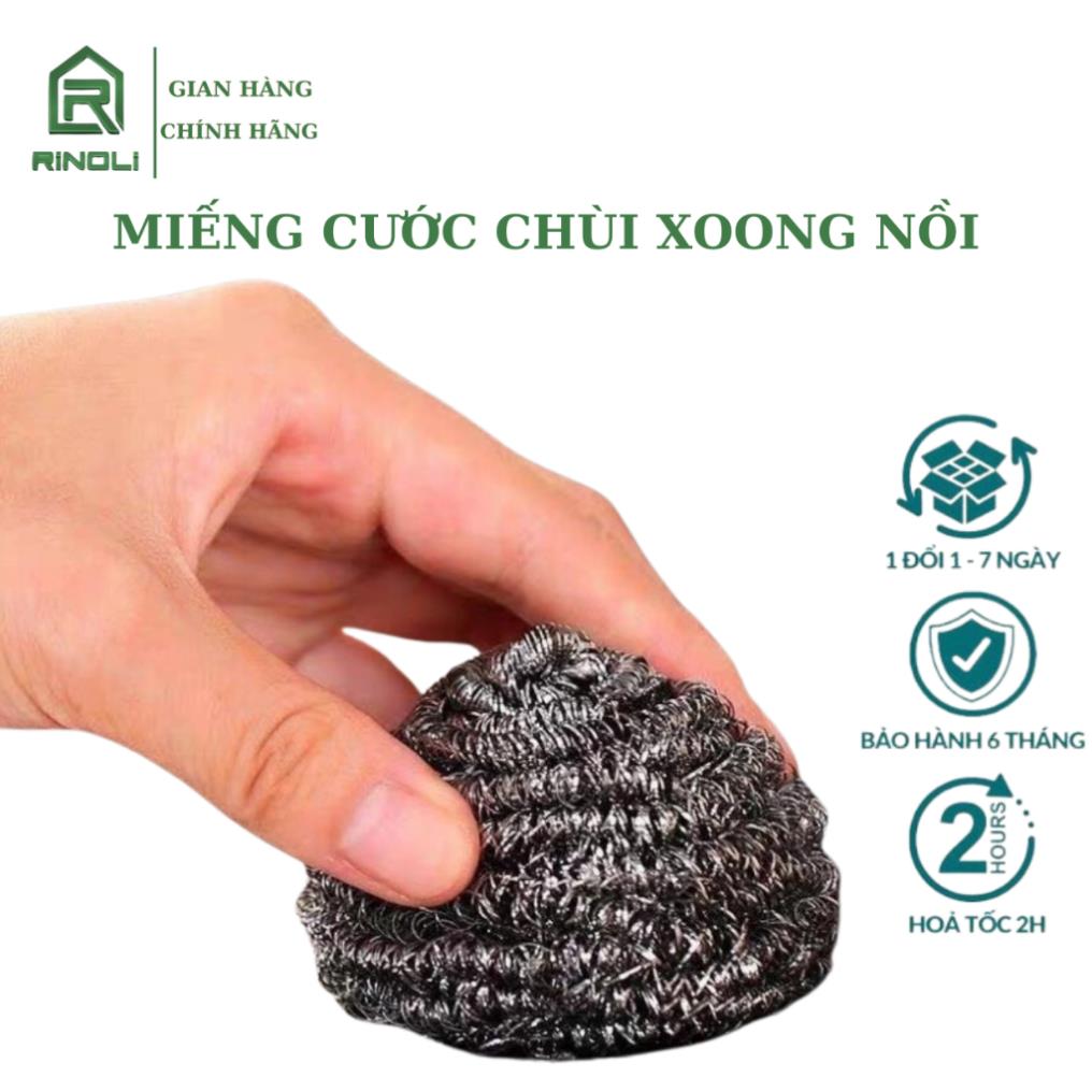 Vỉ 4 Miếng  Cước chùi xoong nồi chén bát  bằng inox chống rỉ, tiện lợi -RINOLI