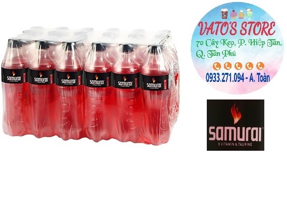Thùng 24 chai nước tăng lực samurai dâu 390ml / lốc 6 chai nước tăng lực samurai dâu 390ml