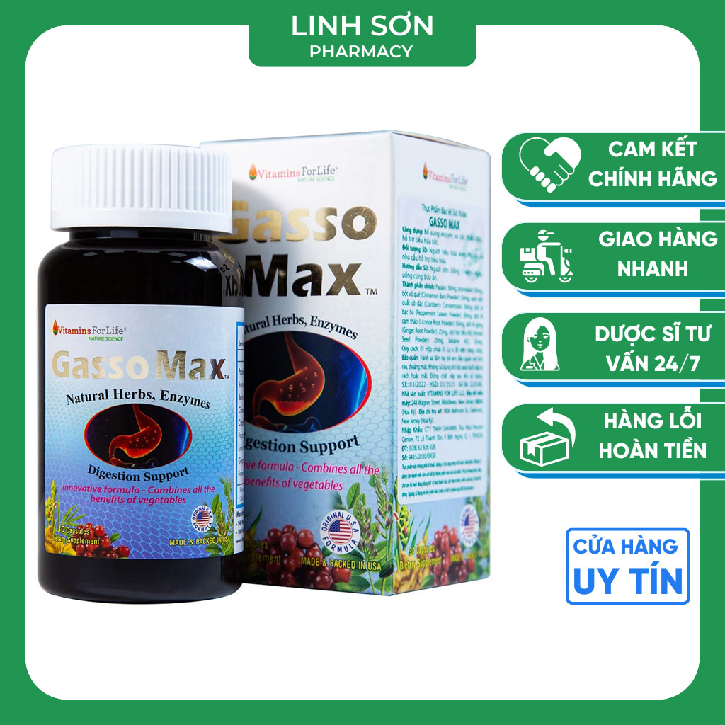 Thảo dược hỗ trợ dạ dày gasso max vitamins for life 30 viên