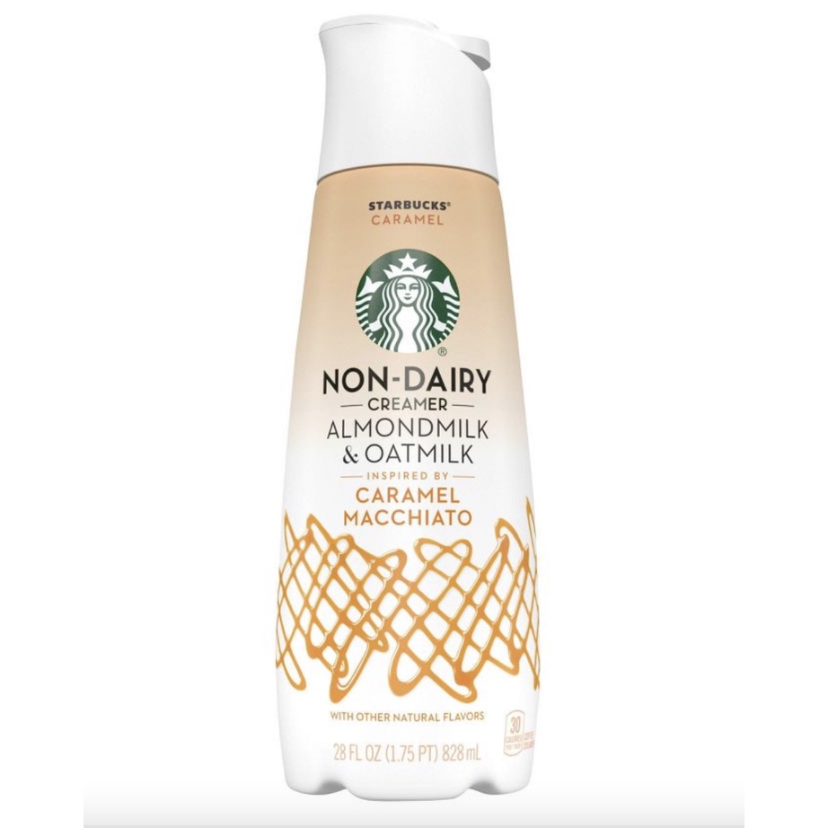 KEM SỮA LỎNG YẾN MẠCH - QUẢ HẠNH Starbucks ALMOND MILK and OAT MILK - CARAMEL MACCHIATO Coffee Creamer, 828ml (28oz)