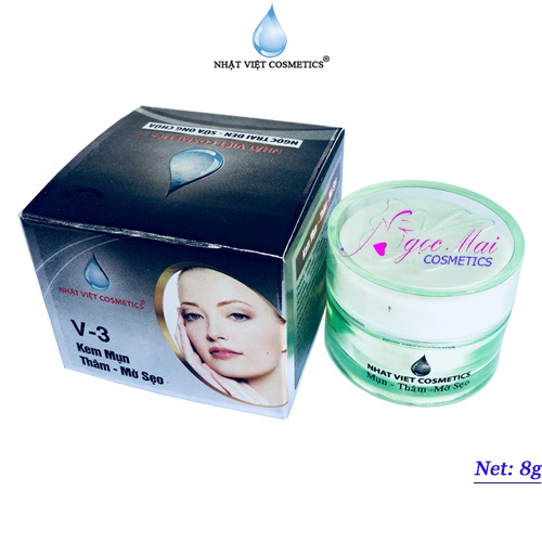 Kem mụn thâm, mờ sẹo dưỡng chất ngọc trai đen - sữa ong chúa v3 nhật việt cosmetics 6g