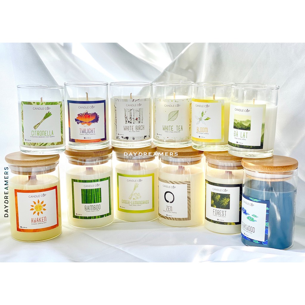 20 mùi nến thơm thiên nhiên candle cup/agaya 200g bấc gỗ
