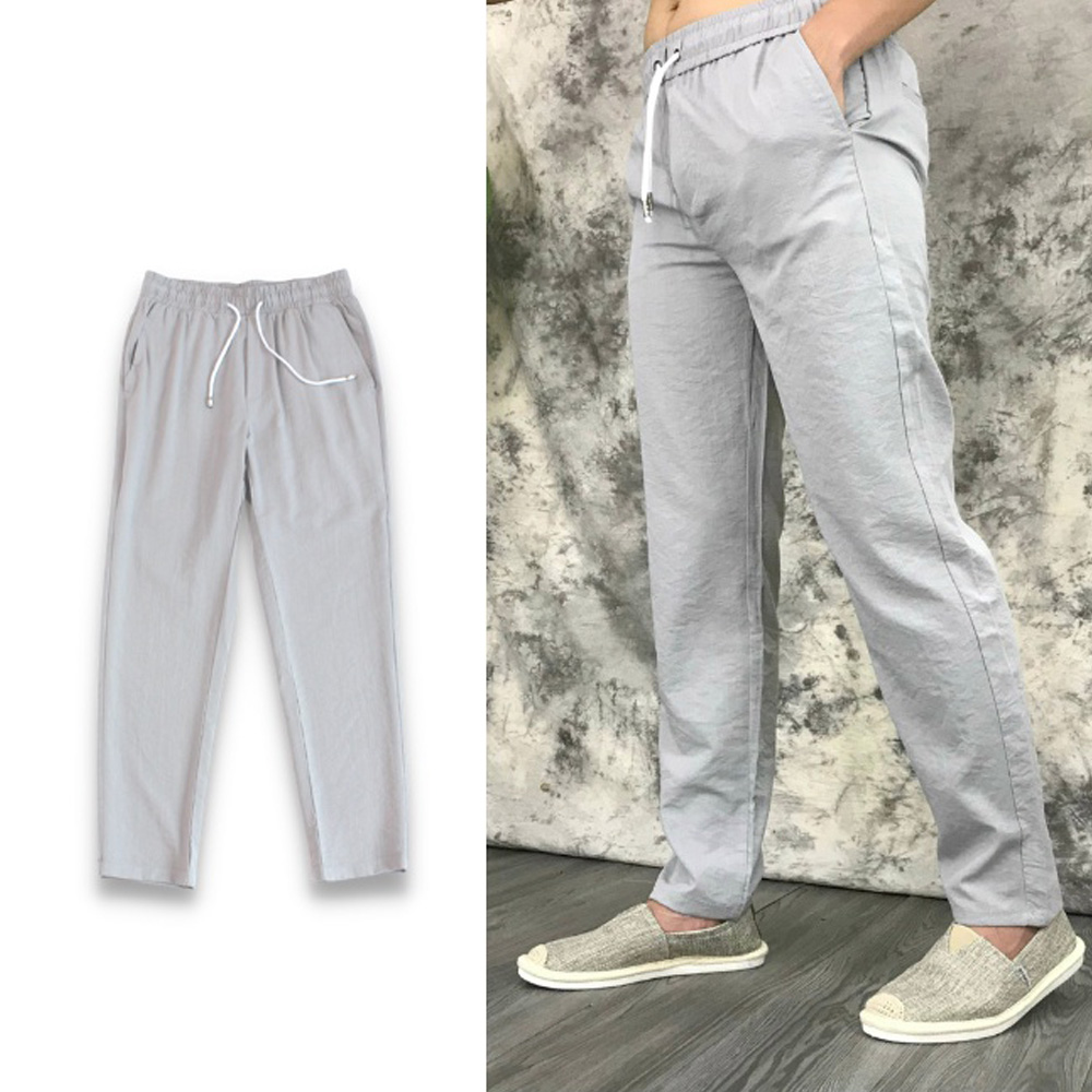 Quần Đũi Dài Nam Ống Suông Cạp Chun Khuy Cài Dây Dút Chất Mát Mặc Hè Thời Trang Trẻ