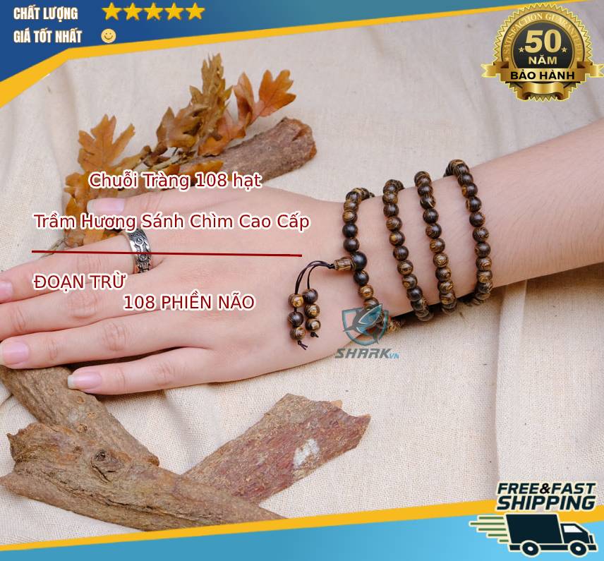 CHUỖI TRÀNG 108 HẠT TRẦM HƯƠNG SÁNH CHÌM VÂN VIP. Thơm vĩnh viễn . Bảo hành mùi hương trọn đời