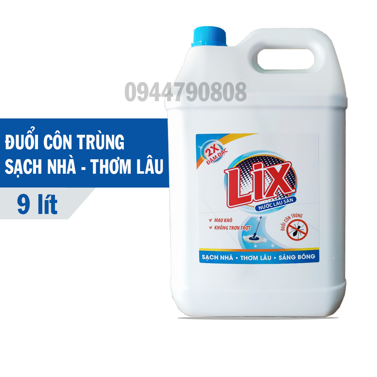 Nước lau sàn Lix đuổi côn trùng 9 lít