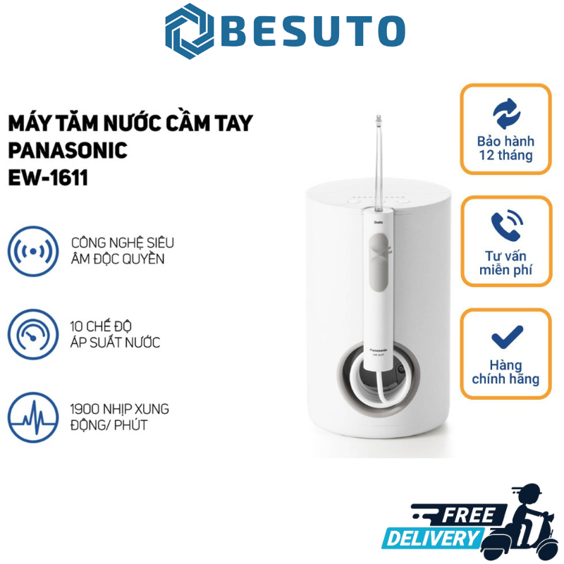Máy Tăm Nước Panasonic EW 1211 / EW 1311 / EW 1411 / EW 1511 / EW 1611, Máy Tăm Nước, Giúp Loại Bỏ 99,9% Vi Khuẩn Sâu Răng, Ngăn Ngừa Mảng Bám Giữ Răng Và Nướu Chắc Khỏe, Sáng Bóng, Nhập Đức, Bảo Hành 12 Tháng