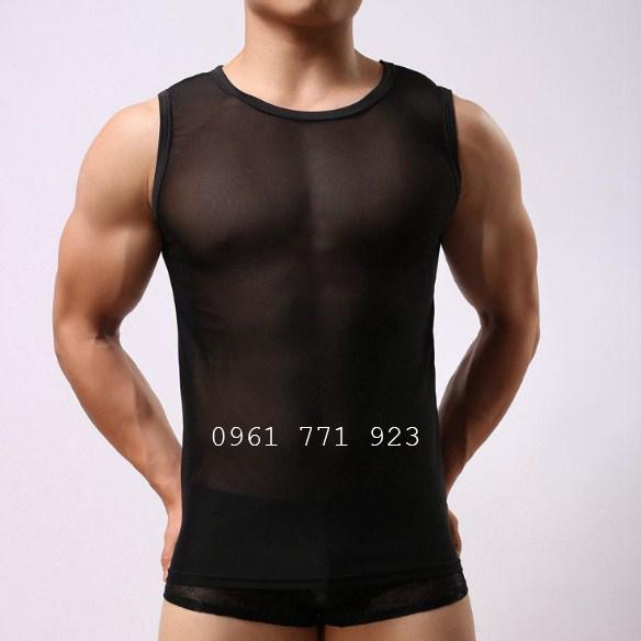 Áo lưới nam tập gym Cao Cấp Thái Lan -  Áo thun lưới nam ôm body ba lỗ màu đen màu trắng - Áo lưới nam mặc vest đẹp Hà Nội TPHCM