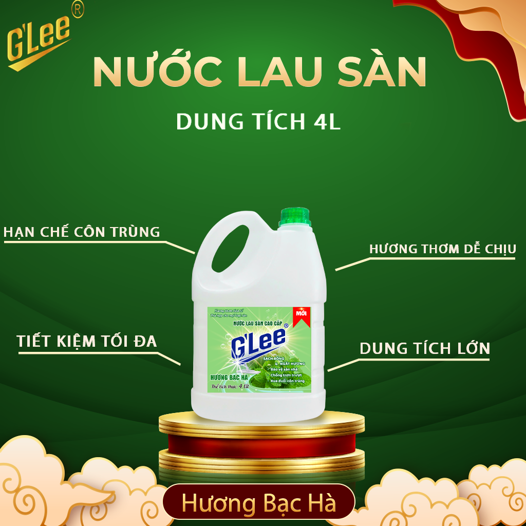 Nước lau sàn hương bạc hà, Nước lau sàn 4L hương bạc hà, nước lau sàn Glee cao cấp