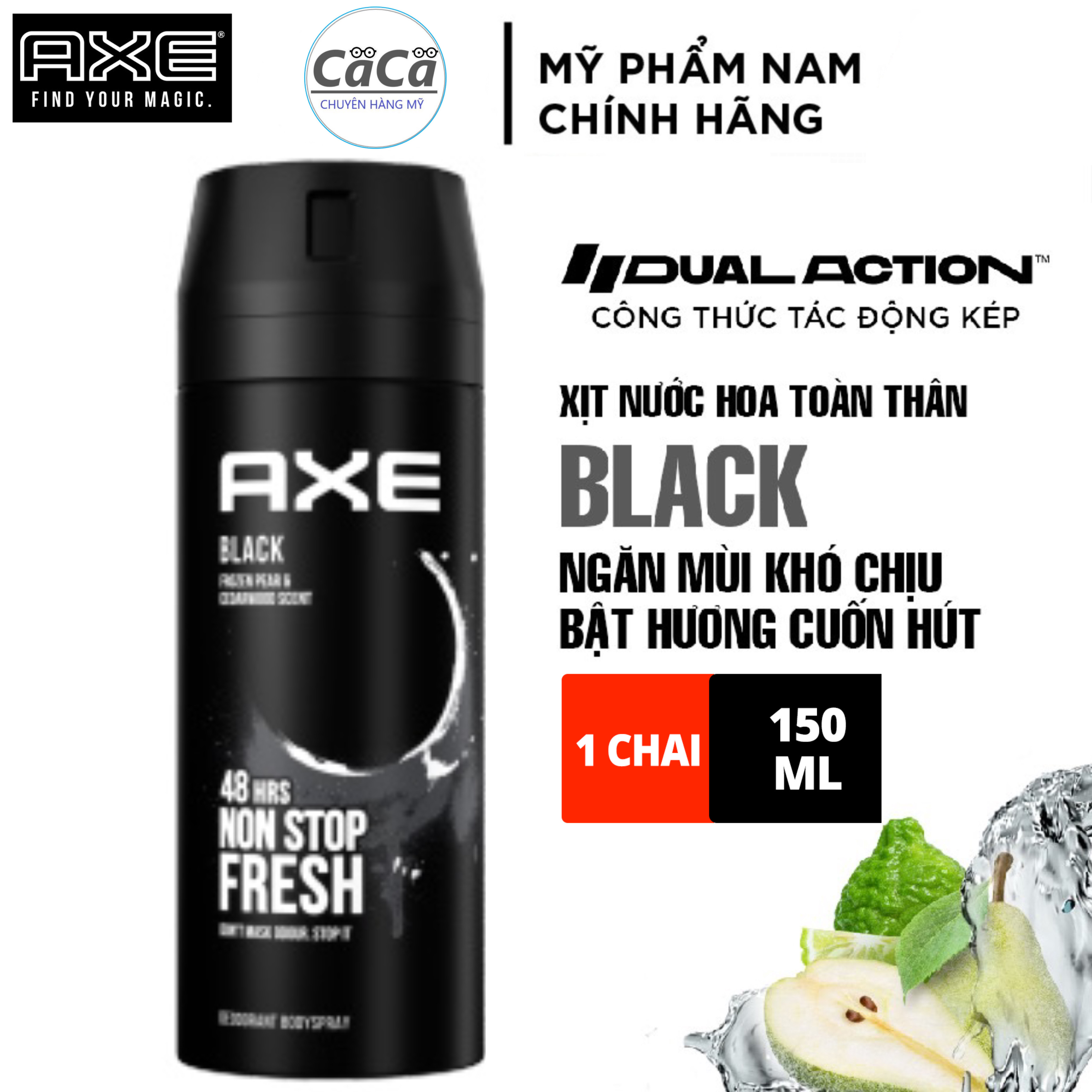 Xịt khử mùi nước hoa toàn thân Axe Black 150ml hương Nồng nàn điềm tĩnh đậm khí chất