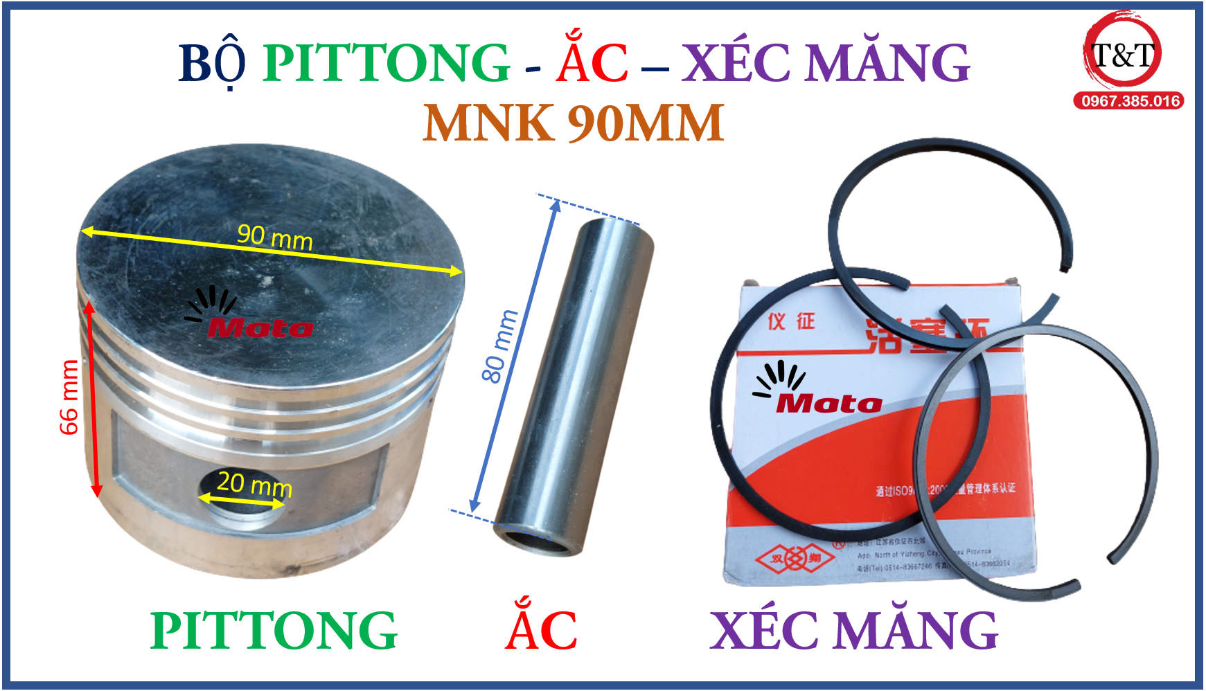 Pittong mnk 90mm, xéc măng nmk 90mm, ắc pittong 90mm, phụ tùng máy nén khí các loại.