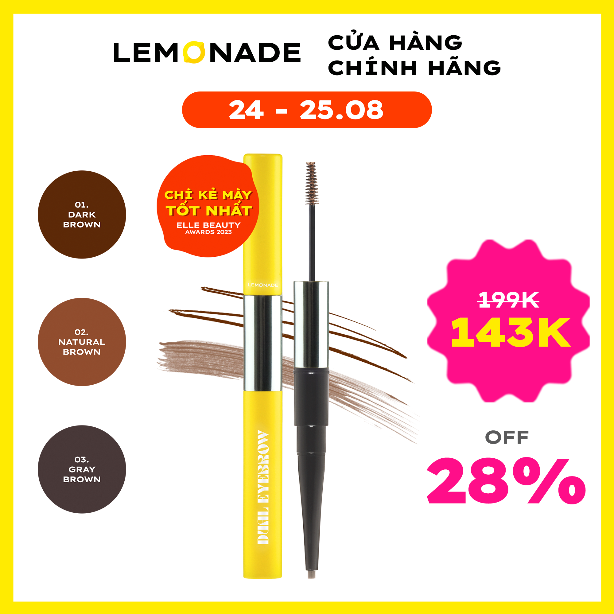 [FLASHSALE] Chì kẻ mày 2 đầu Lemonade Want It Got It Dual Eyebrow 2.75g