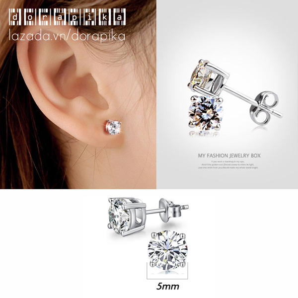 [HCM]Bông tai nụ đá zircon 4 chấu hàng chất lượng tốt mẫu mới xu hướng top trend hàn quốc khuyến mãi thời trang hot tiktok cô dâu đám cưới sang trọng  - dorapika
