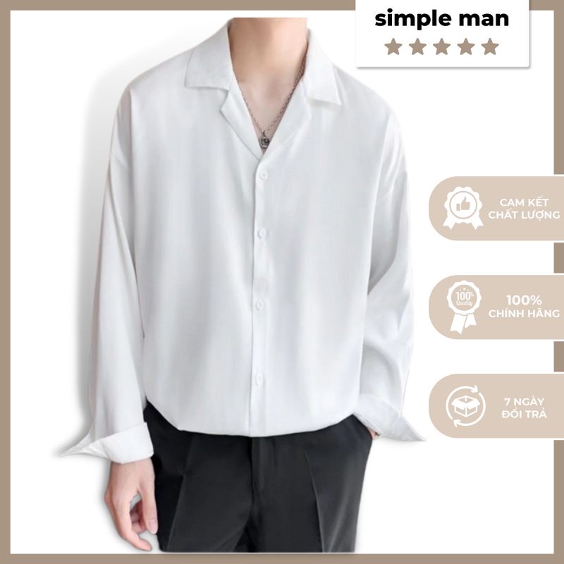 Áo sơ mi nam form rộng PREMIUM cổ vest Hàn Quốc vải lụa lạnh mềm mại