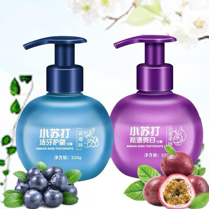 Kem làm trắng răng - kem đánh răng tẩy vết ố vàng , vôi răng , mảng bám baking soda vị hoa quả 220ml tẩy vết ố trên răng hiệu quả - cho hàm răng trắng