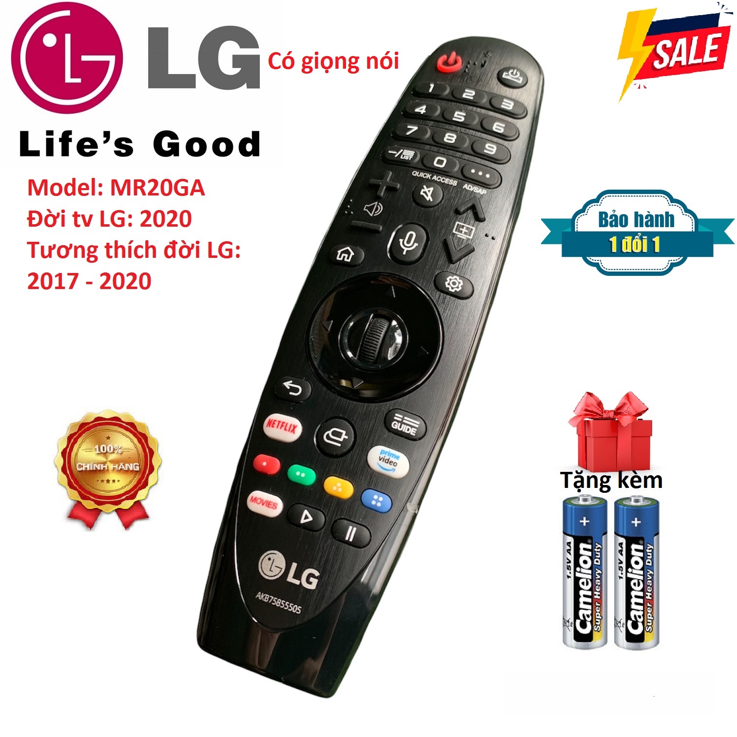 Điều khiển tivi LG smart giọng nói thông minh AN-MR20GA, remote lg chuột bay MR20 thay thế cho an-mr19ba an-mr18ba, mos lg đời 2020 hàng mới 100%, full hộp - Tặng kèm Pin, Bảo hành đổi mới