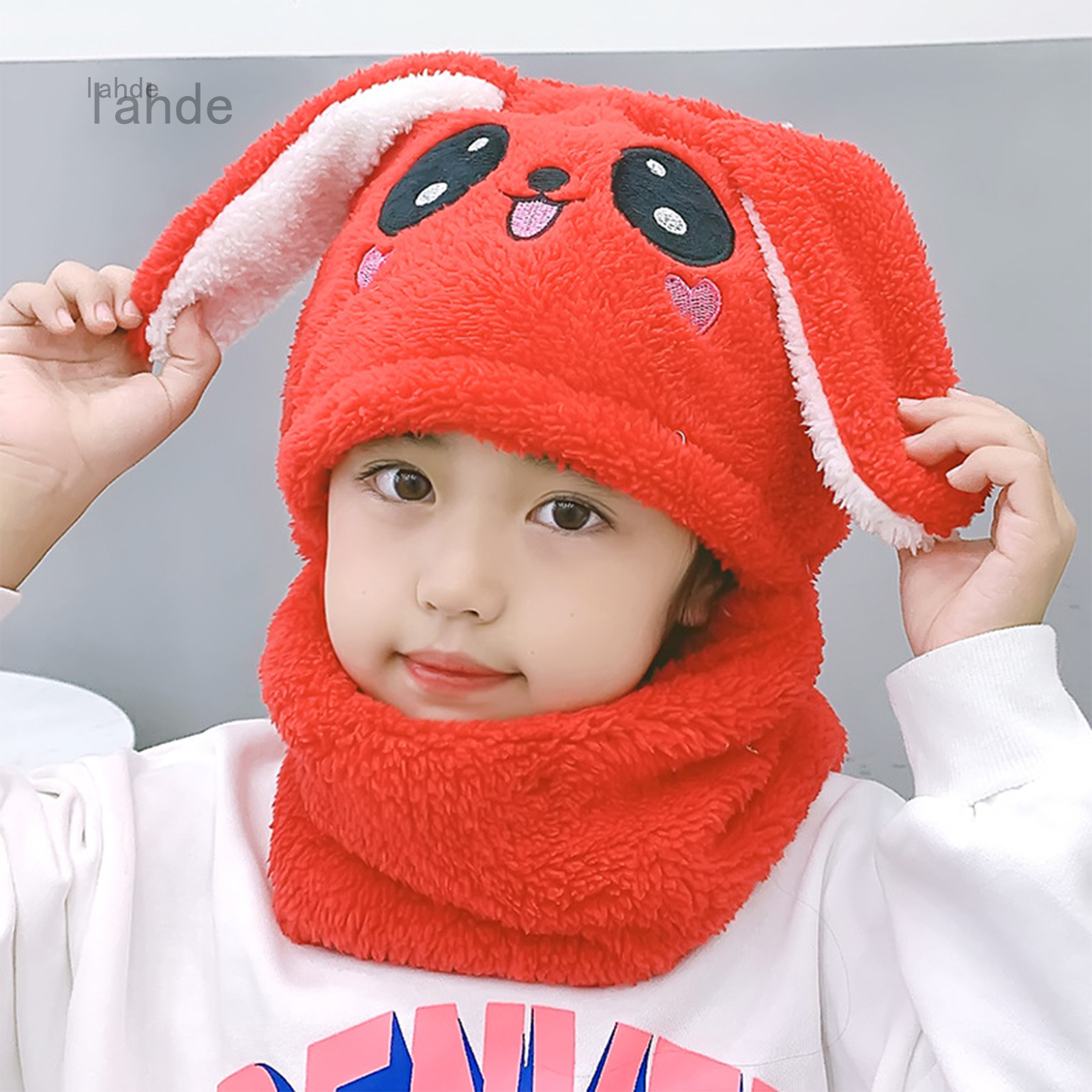 Lahde mũ trẻ em mũ nhung lông mũ hoạt hình ngoại cỡ mũ khăn mặt mũ tai thỏ dễ thương