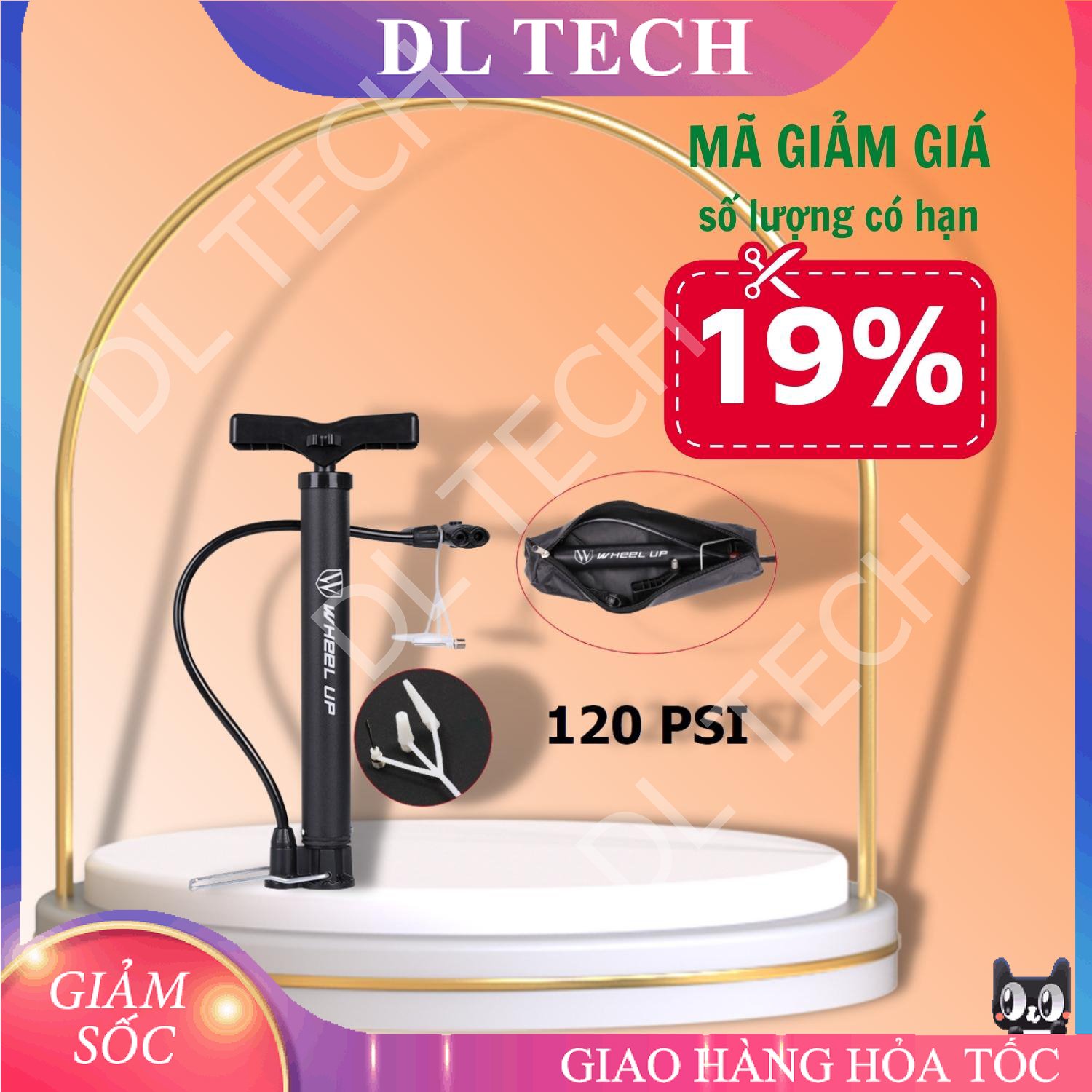 Bơm xe đạp xe máy bóng bay W3235 có đồng hồ bơm khỏe nhanh đầy hơi áp suất cao 120 psi tiện dụng