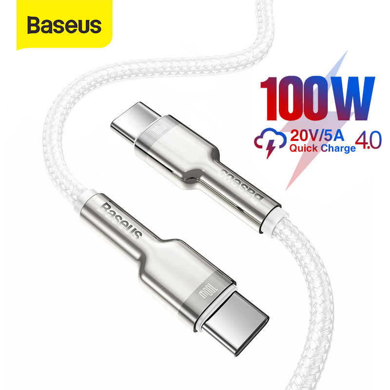 Cáp USB C đến USB Type C Baseus 100W cho Samsung Galaxy S20, Cáp sạc nhanh 5A PD QC3.0 cho Huawei P40 Pro, P30, Mate 30 Pro