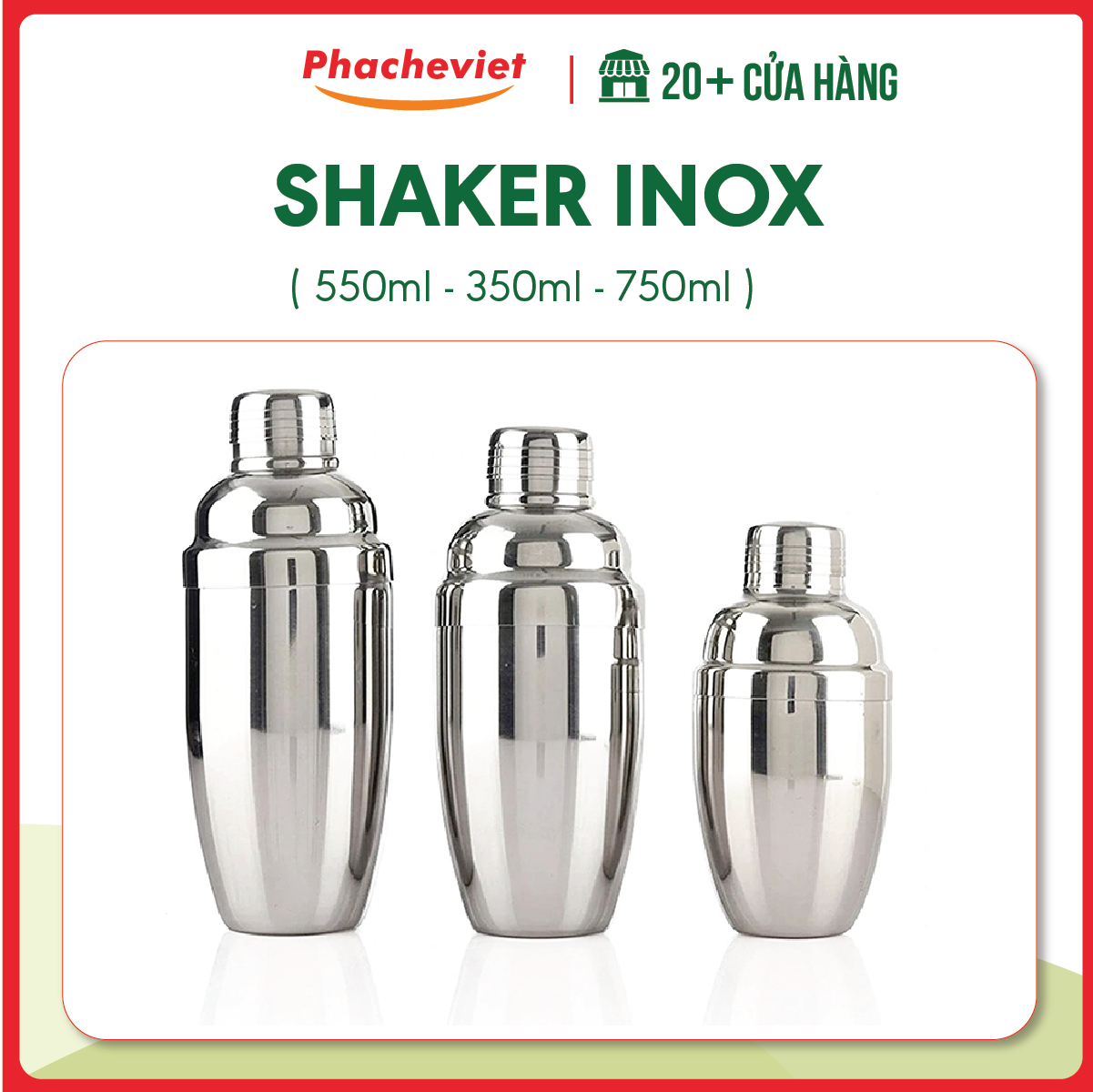 Shaker inox 550ml, 350ml, 750ml