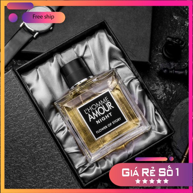 Nước Hoa Nam L'HOMME Amour Night 100ml Hộp Gỗ Hương Thơm Quyến Rũ Lưu Hương 8-12h