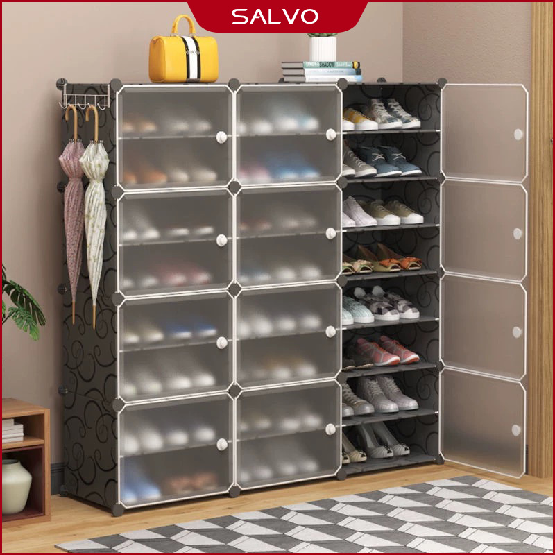 SALVO Tủ giày nhựa hộp đựng giày giá giá đựng giày dép đa năng thông minh Giá lưu trữ nhiều lớp Hộp đựng giày