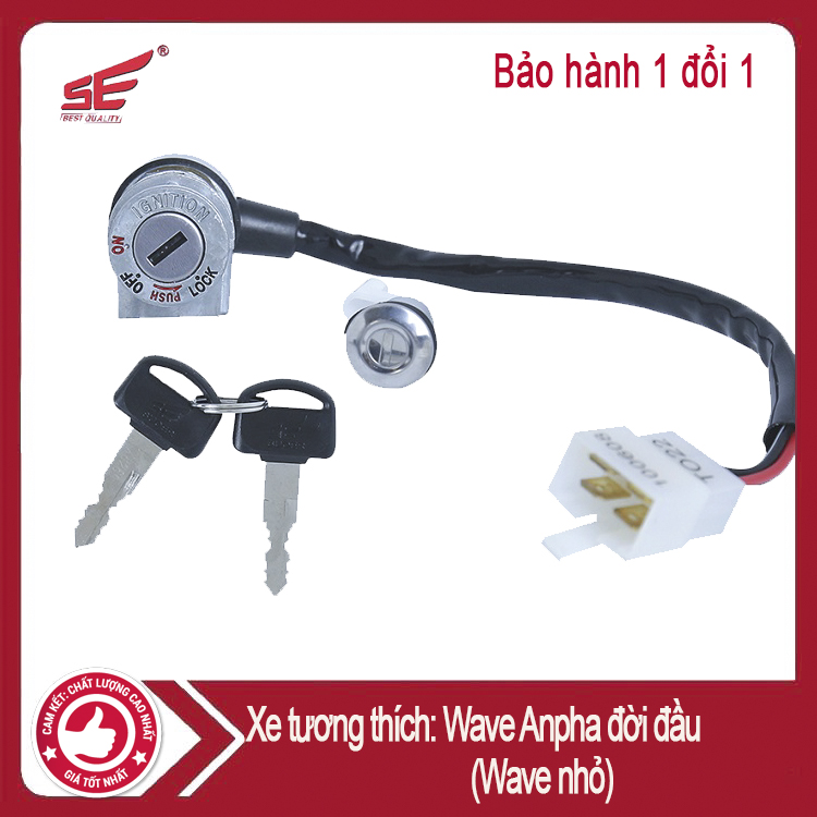 Bộ ổ khóa xe máy Wave Alpha nhỏ 2006 trở về trước dòng 2 cạnh  (wave nhỏ)