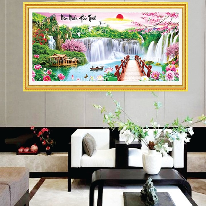 Tranh thêu chữ thập Phong cảnh non nước hữu tình LV3320 - tự thêu