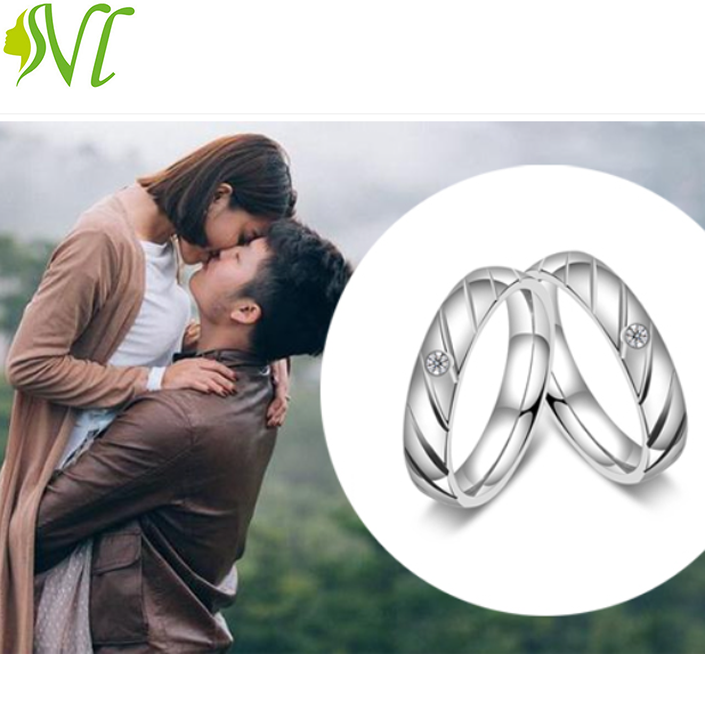 Nhẫn cặp inox xọc xéo đính đá đẹp giá rẻ( 1 căp)