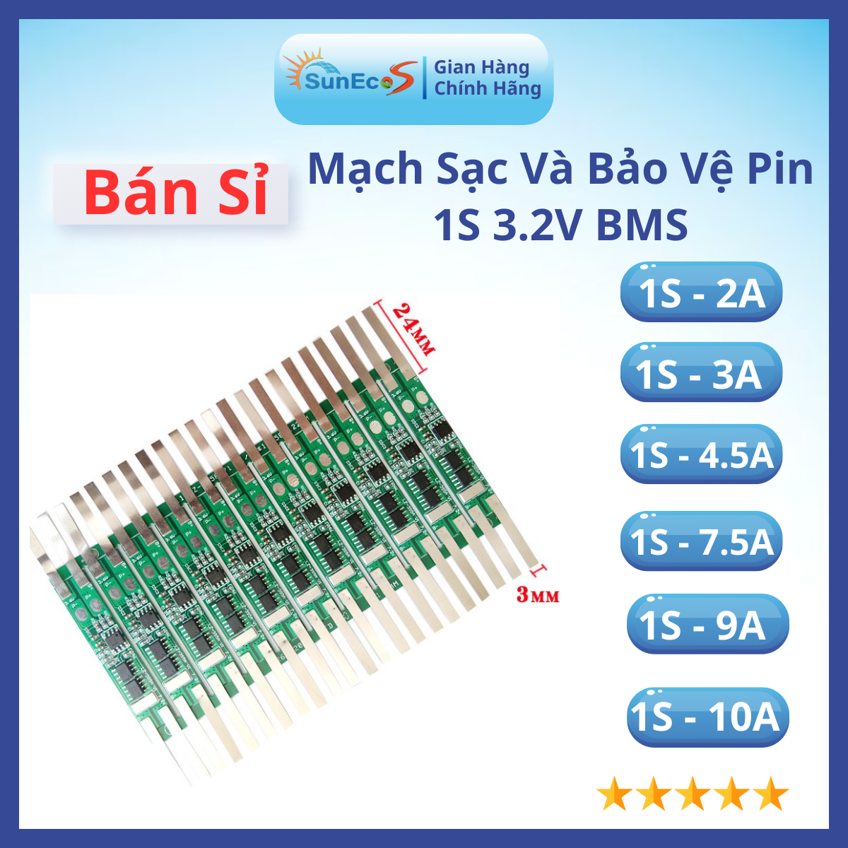 Mạch sạc và bảo vệ pin 32650 suneco lithium 1s/3,2v/1pin-1s/3,2v/2pin-1s/3,2 v/3pin-1s/3,2 v/4pin-1s/3,2v/5pin