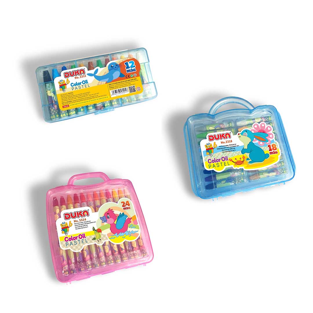 Bút Sáp Màu Duka 12 - 18 - 24 Màu, Hộp Nhựa