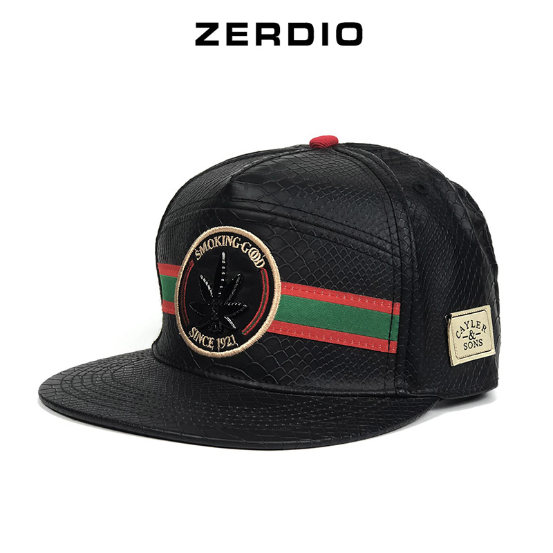 Mũ hiphop nam nữ, Nón Snapback Da Leaves Black đen đẹp