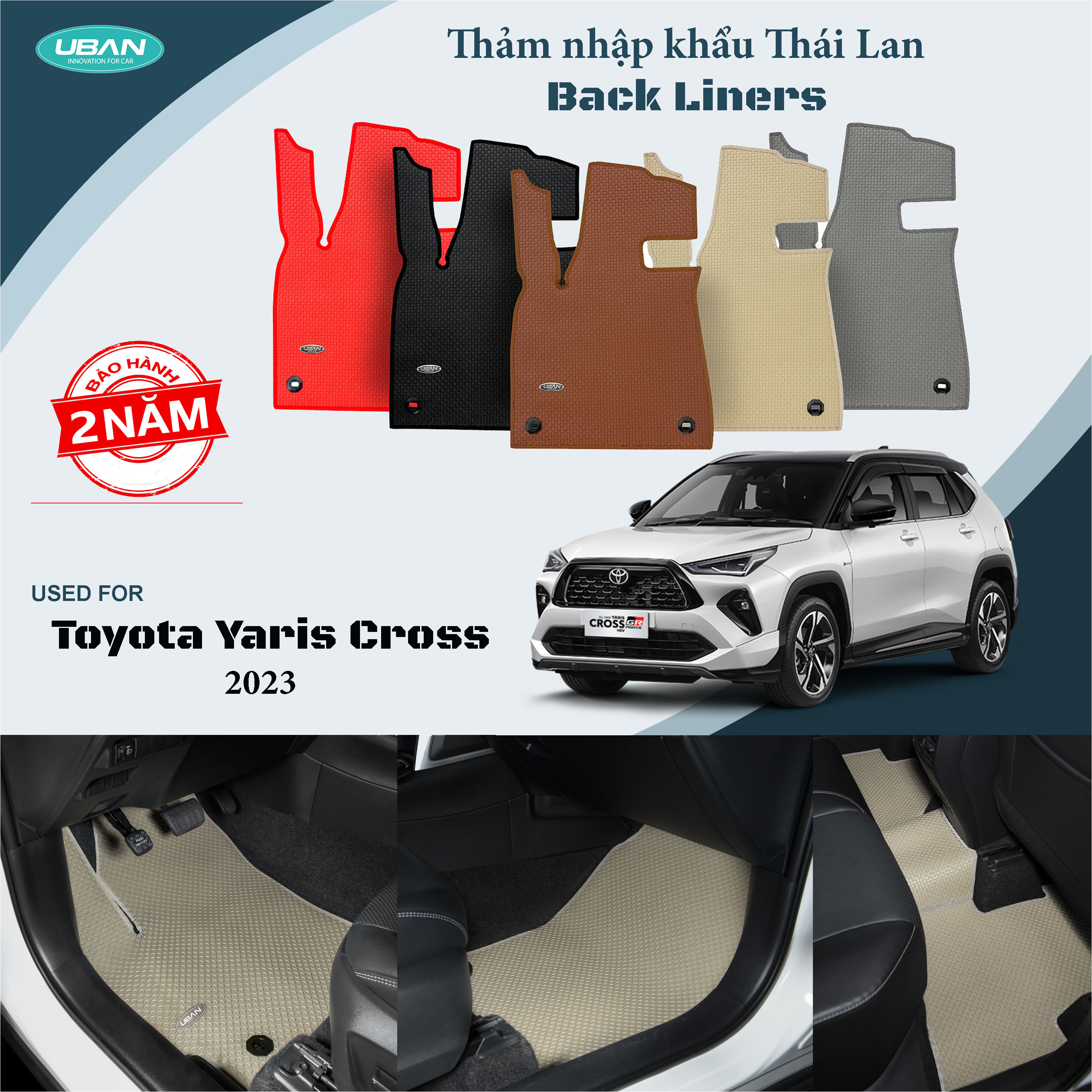 Thảm lót sàn ô tô UBAN cho xe Toyota Yaris Cross 2023 - 2024 - Nhập khẩu