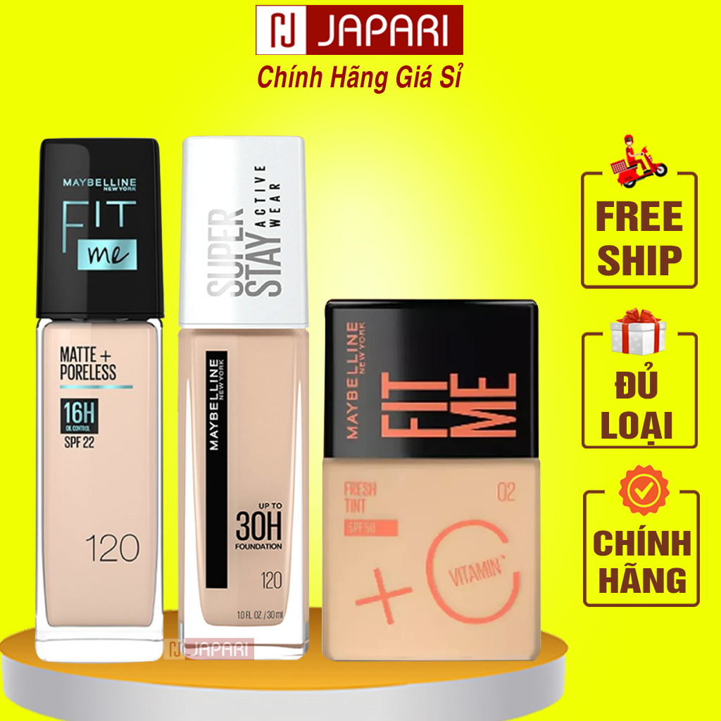 Kem Nền Maybelline Superstay 24h CHÍNH HÃNG- Kem Nền Lâu Trôi BB Maybeline Chống Nắng Dạng Lỏng - Kem Nền Che Phủ Khuyết Điểm Cao - Đồ Trang Điểm Cho Da Dầu, Da Mụn, Da Khô, Da Nhạy Cảm JAPARI