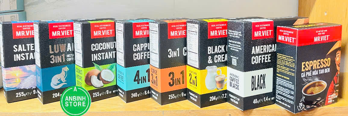 Cafe hòa tan mr viet - mr viet instant coffee - cafe đen americano / 2 in 1 / 3 in 1/ 4 in 1 cappuccino/ dừa