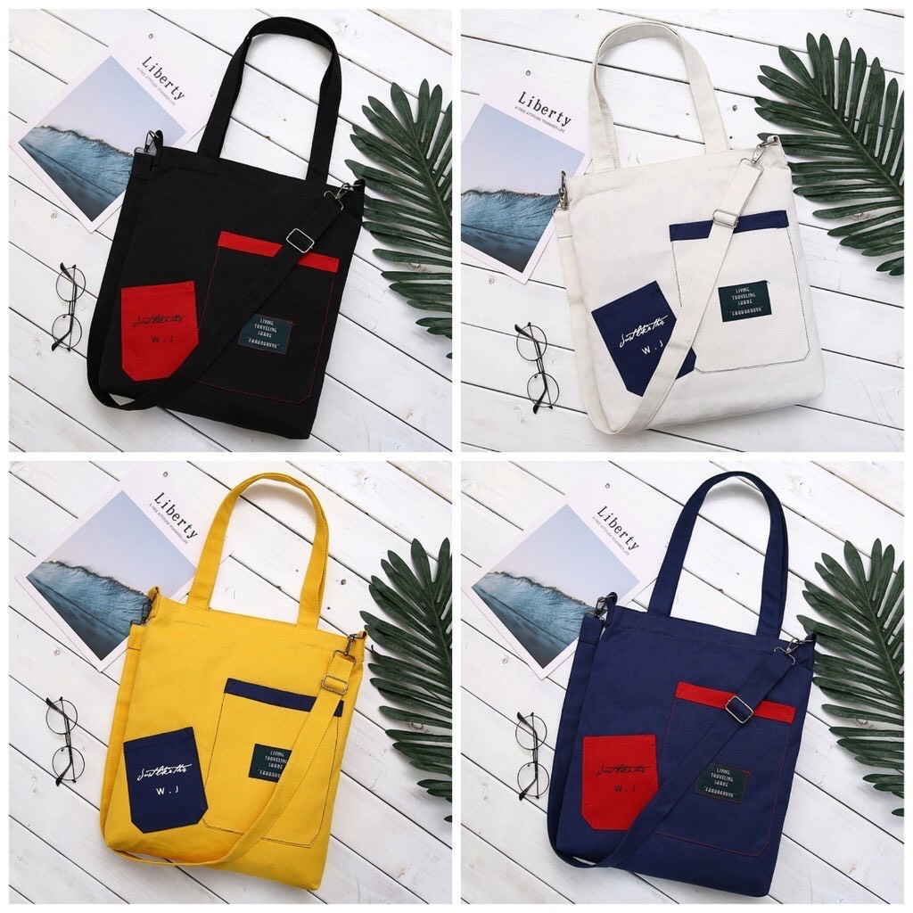 Túi tote Living bản to đựng vừa a4 dòng WJ cá tính