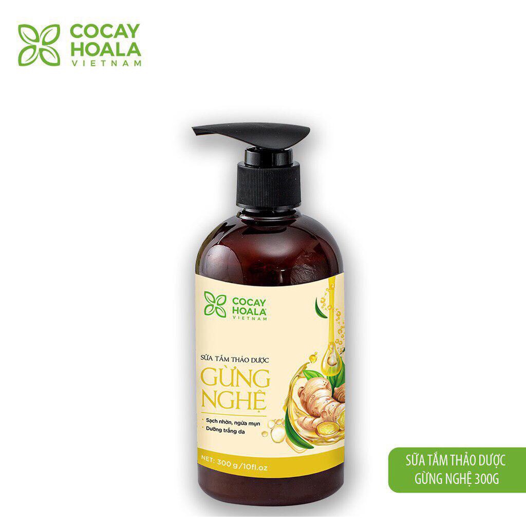 Sữa tắm Gừng Nghệ Cỏ cây hoa lá trắng da, ngăn ngừa mụn lưng và viêm lỗ chân lông